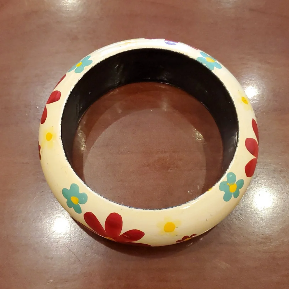 Hand Painted Bangle Bracelet Vintageq